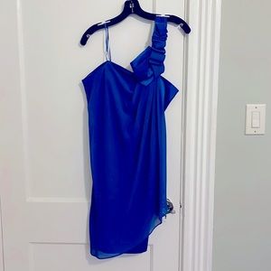 Max and Cleo cerulean blue dress. Size 6. One shoulder.